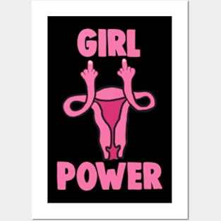 Girl Power Fallopian Flip Off Feminist Posters and Art